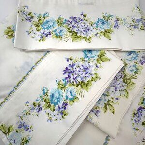 Vintage Floral Montgomery Ward 4 Pillowcases 1 Queen & 3 Std‎ Lavender Cottage